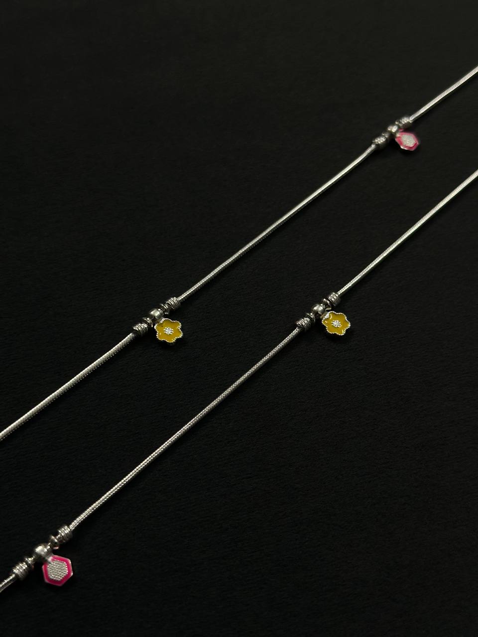 Floral Charm Anklet – 925 Sterling Silver