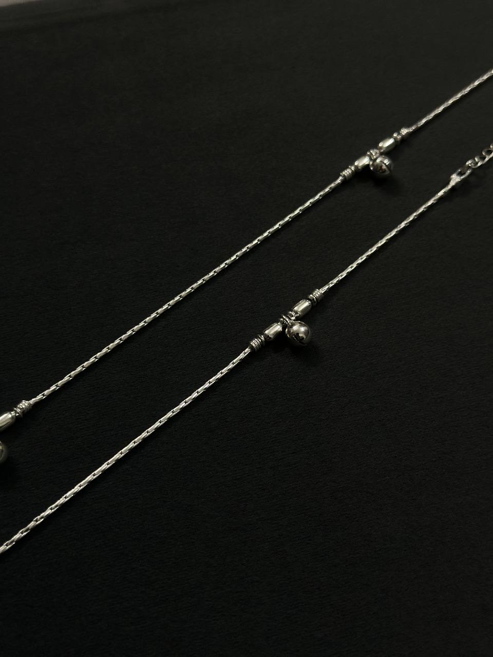 Silver Beaded Jingle Anklet – 925 Sterling Silver