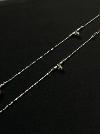 Silver Beaded Jingle Anklet – 925 Sterling Silver
