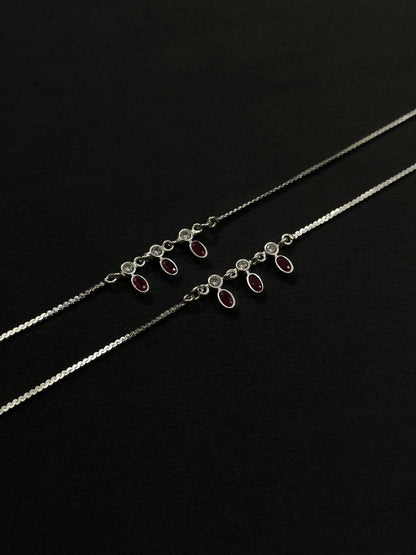 Ruby Drop Anklet – 925 Sterling Silver