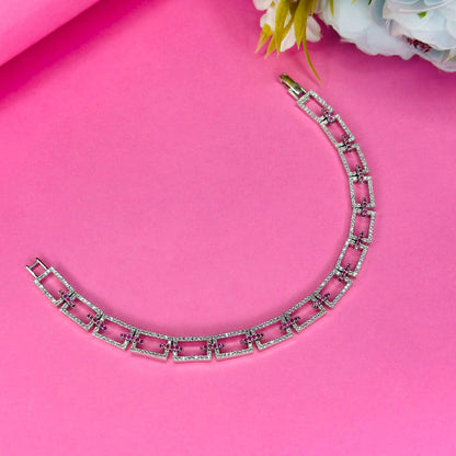 925 Silver Geometric Link Bracelet