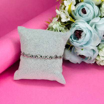 Silver Connecting Heart Design Bracelet for Girls