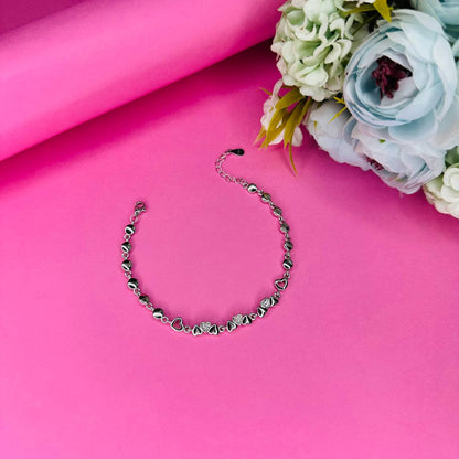 Silver Connecting Heart Design Bracelet for Girls