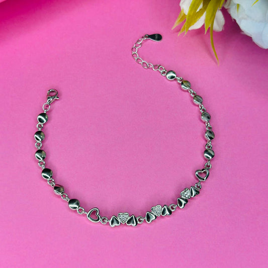 Silver Connecting Heart Design Bracelet for Girls