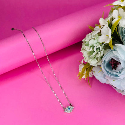 Silver-Plated Evil Eye Pendant Necklace for Protection & Style