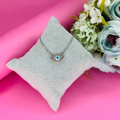 Silver-Plated Evil Eye Pendant Necklace for Protection & Style