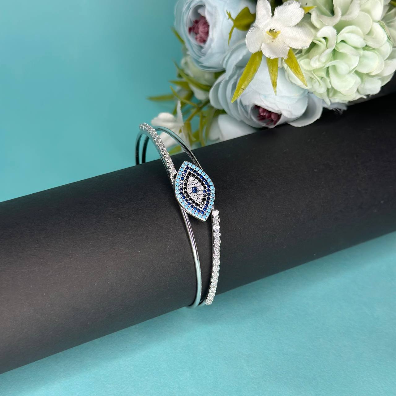 Evil Eye Sparkle Bangle – 925 Sterling Silver