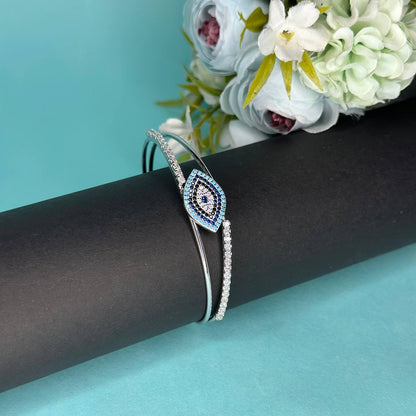 Evil Eye Sparkle Bangle – 925 Sterling Silver