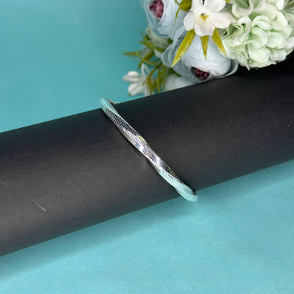 Elegant Patterned 100% Pure Silver Adjustable Bangle