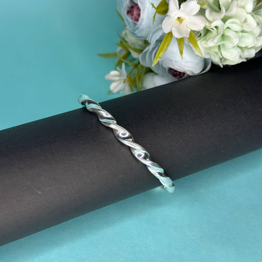 Twisted Design 100% Pure Silver Adjustable Bangle