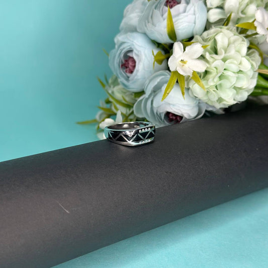 925 Silver Geometric Pattern Band Ring
