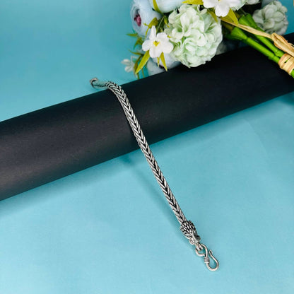925 Sterling Silver Dragon Head Woven Chain Bracelet