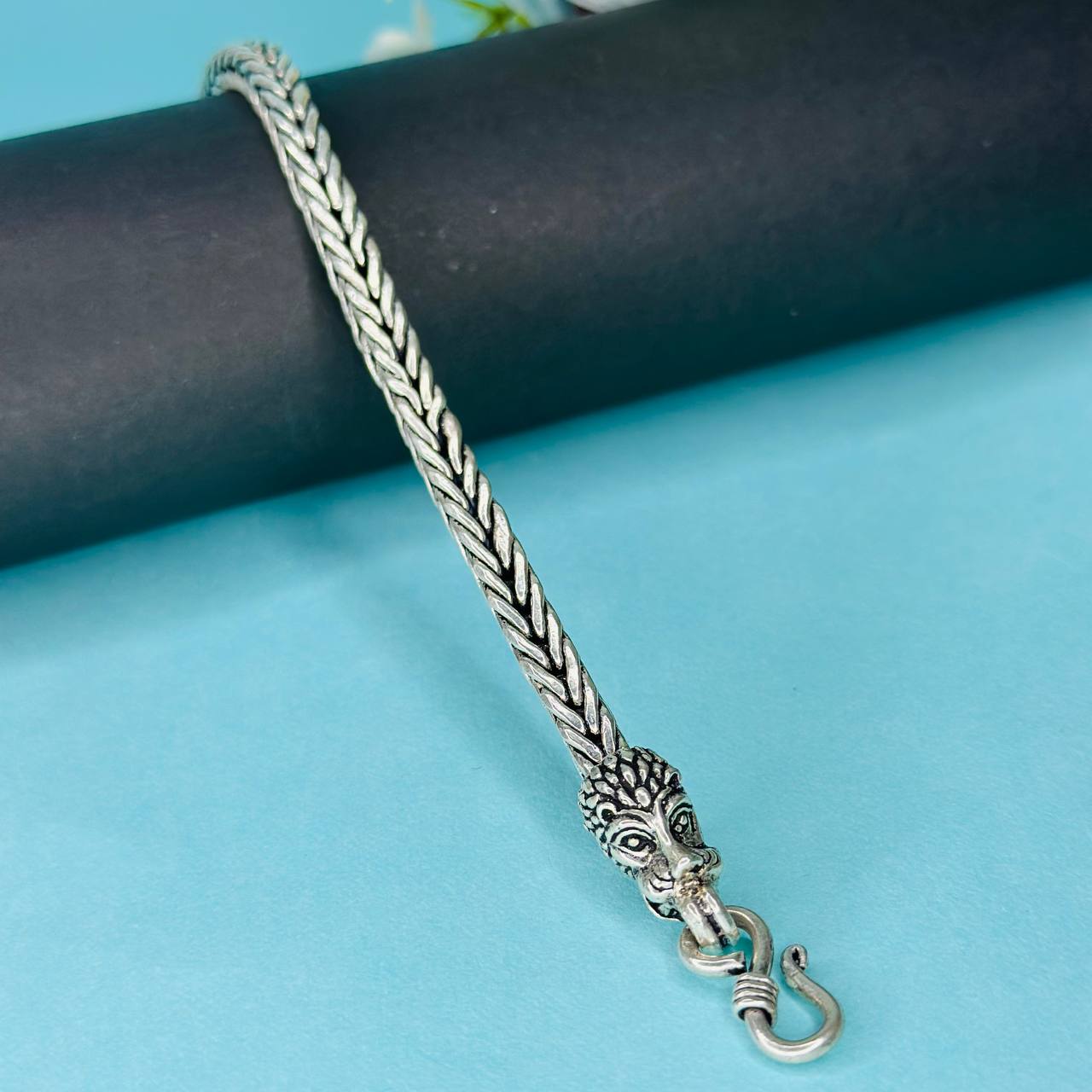 925 Sterling Silver Dragon Head Woven Chain Bracelet