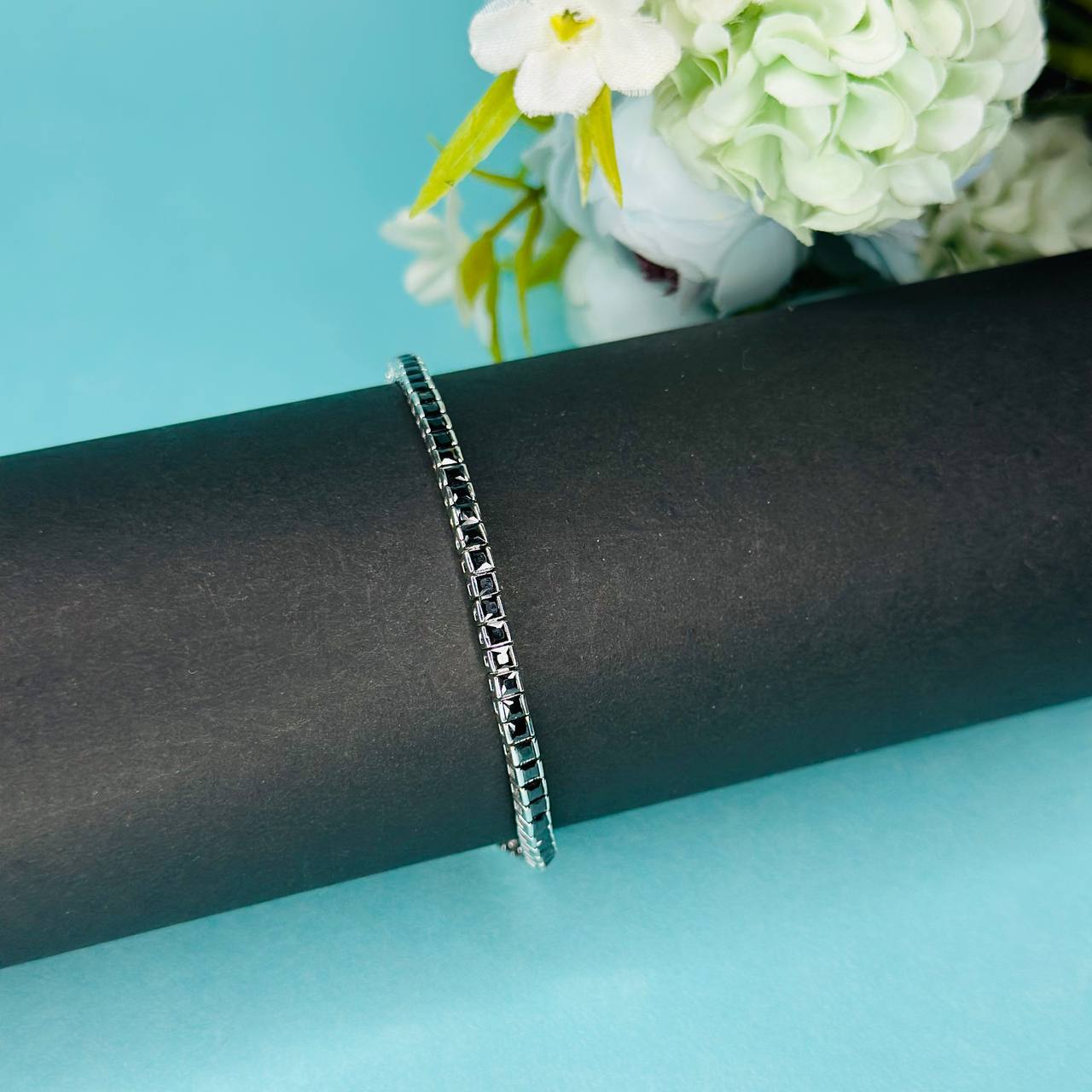 925 Silver Black CZ Tennis Bracelet