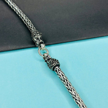 925 Sterling Silver Double Dragon Head Woven Chain Bracelet
