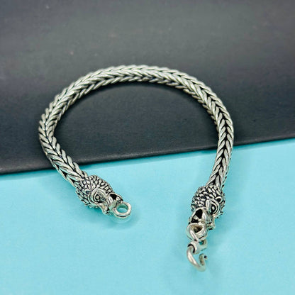 925 Sterling Silver Dragon Head Woven Chain Bracelet