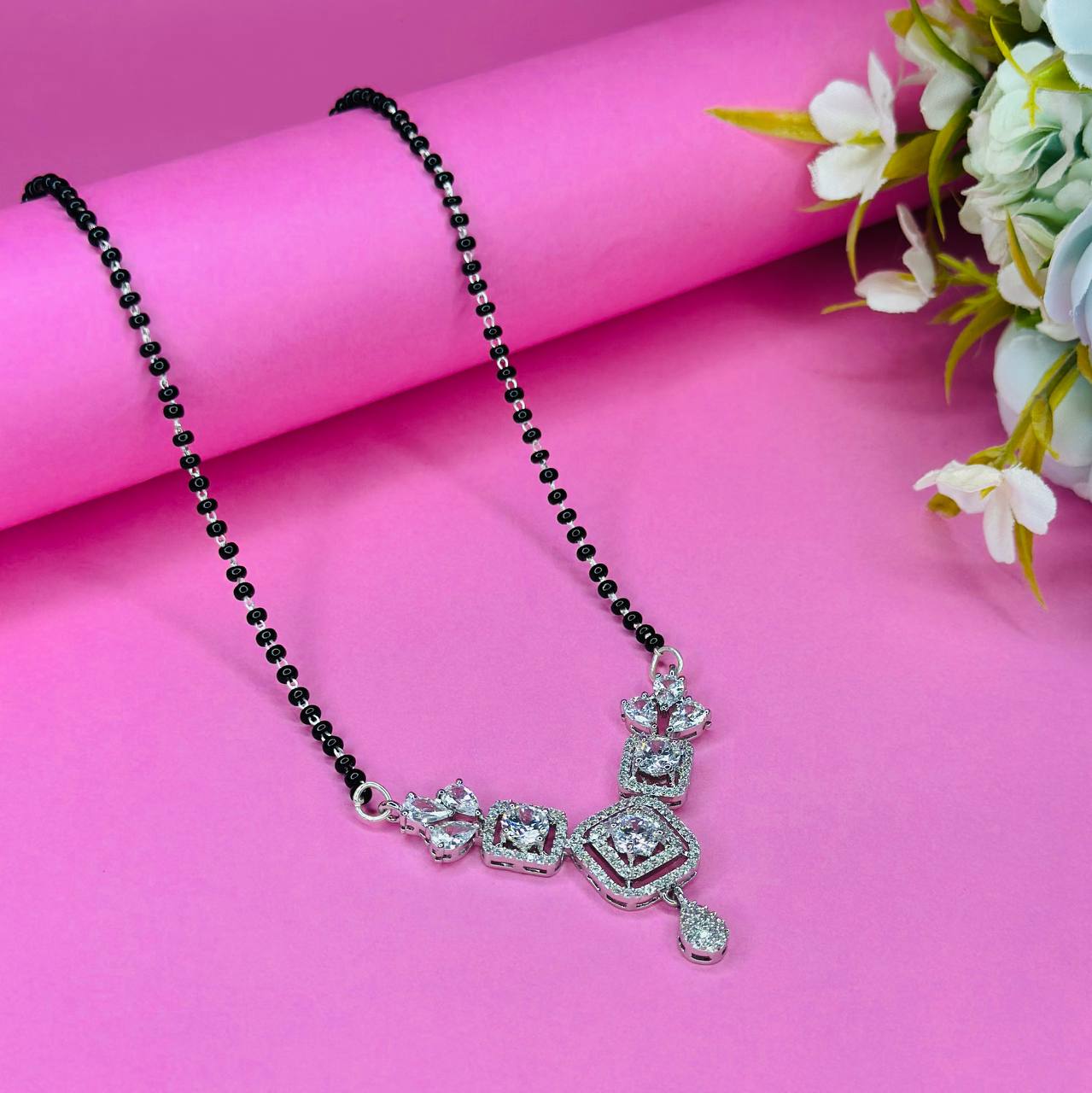 925 Sterling Silver CZ Diamond Mangalsutra
