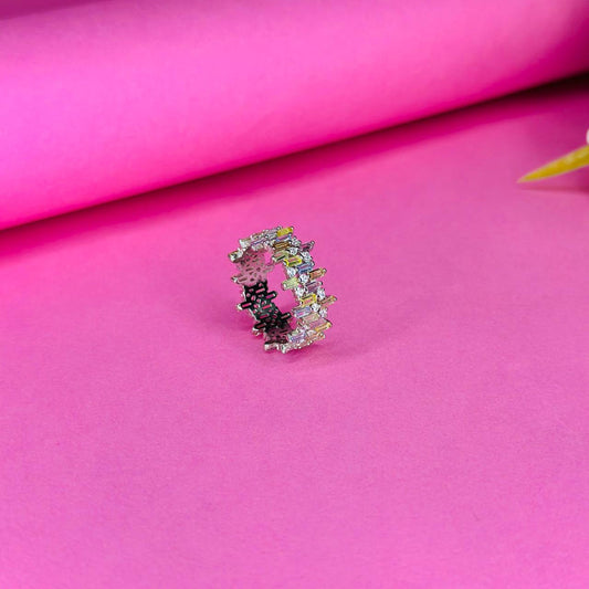Radiant Baguette Eternity Ring – 925 Sterling Silver