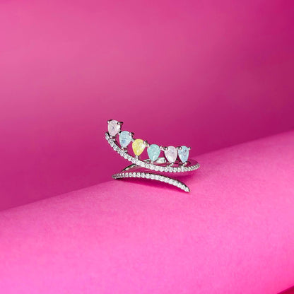 Aurora Curve Heart Ring – 925 Sterling Silver