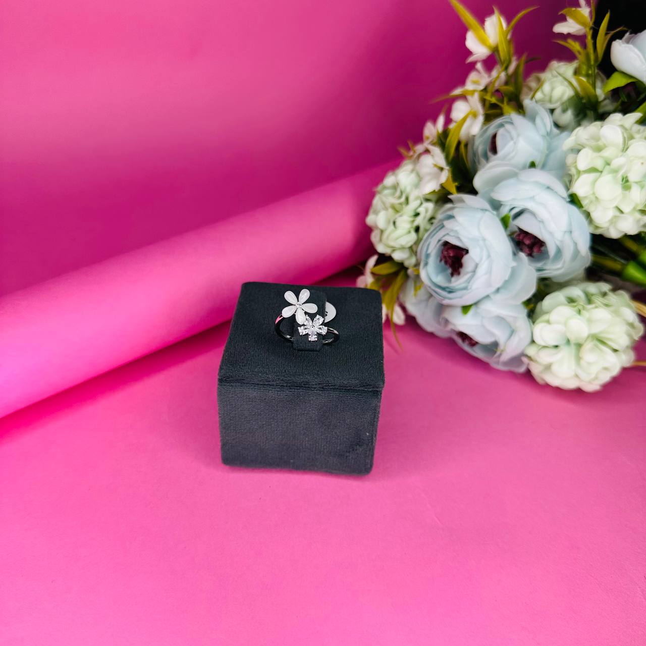 Blossom Duo Adjustable Ring – 925 Sterling Silver
