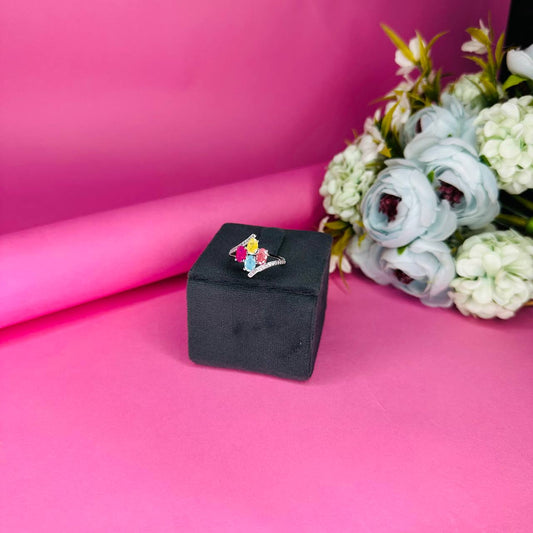 Vibrant Multicolor Gemstone 925 Sterling Silver Statement Ring