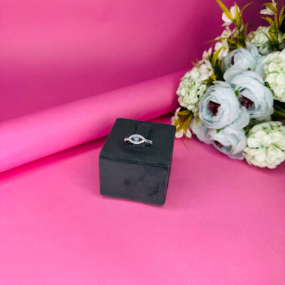 Evil Eye Protection 925 Sterling Silver Ring with CZ Accents