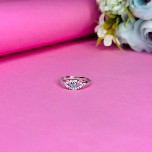Evil Eye Protection 925 Sterling Silver Ring with CZ Accents