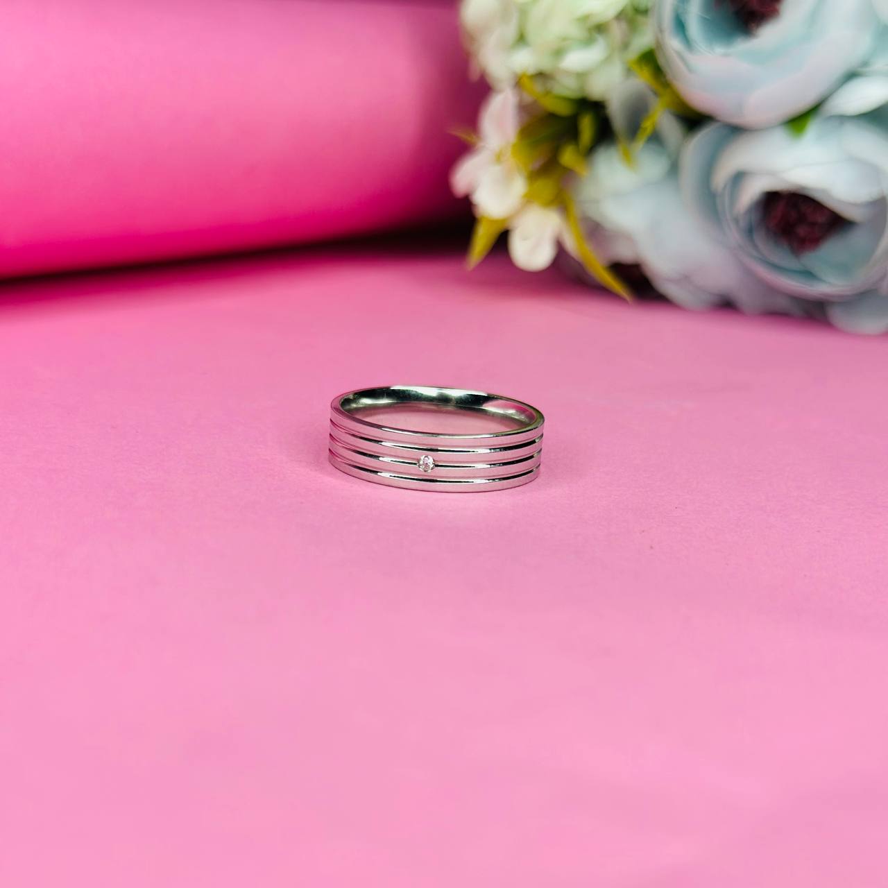 "Orbit Groove Silver Band"