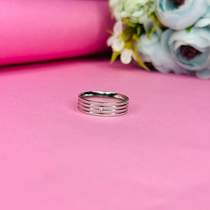 "Orbit Groove Silver Band"