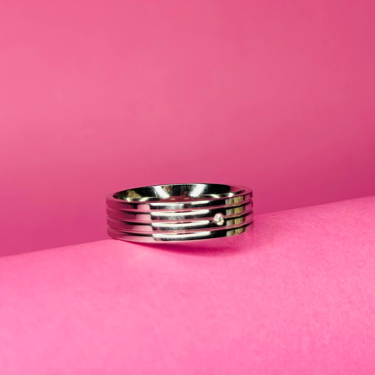 "Orbit Groove Silver Band"