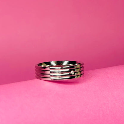 "Orbit Groove Silver Band"