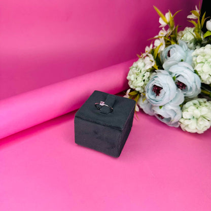 Delicate 925 Silver Ring with Pink Crystal Stone