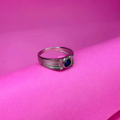 925 Sterling Silver Blue Stone Men’s Band Ring