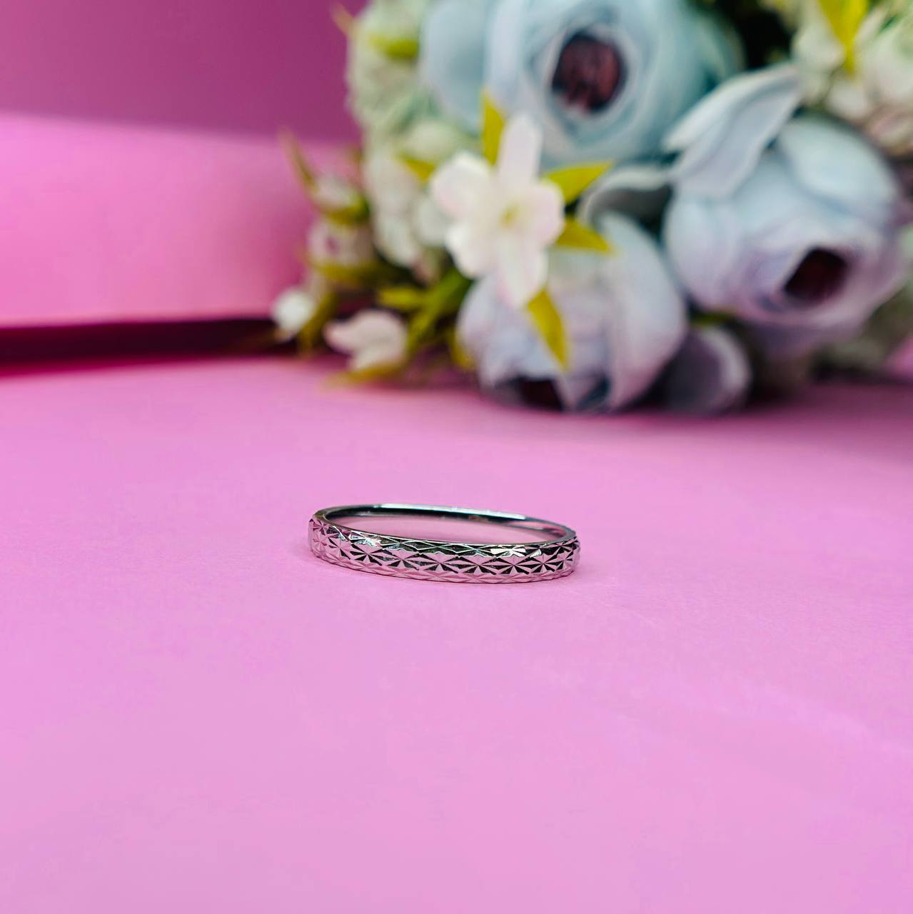 925 Sterling Silver Textured Pattern Band Ring