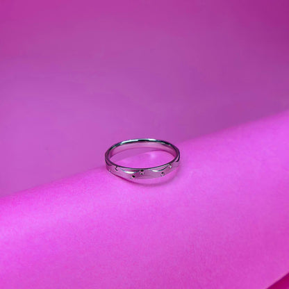 925 Sterling Silver Engraved Star Pattern Band Ring