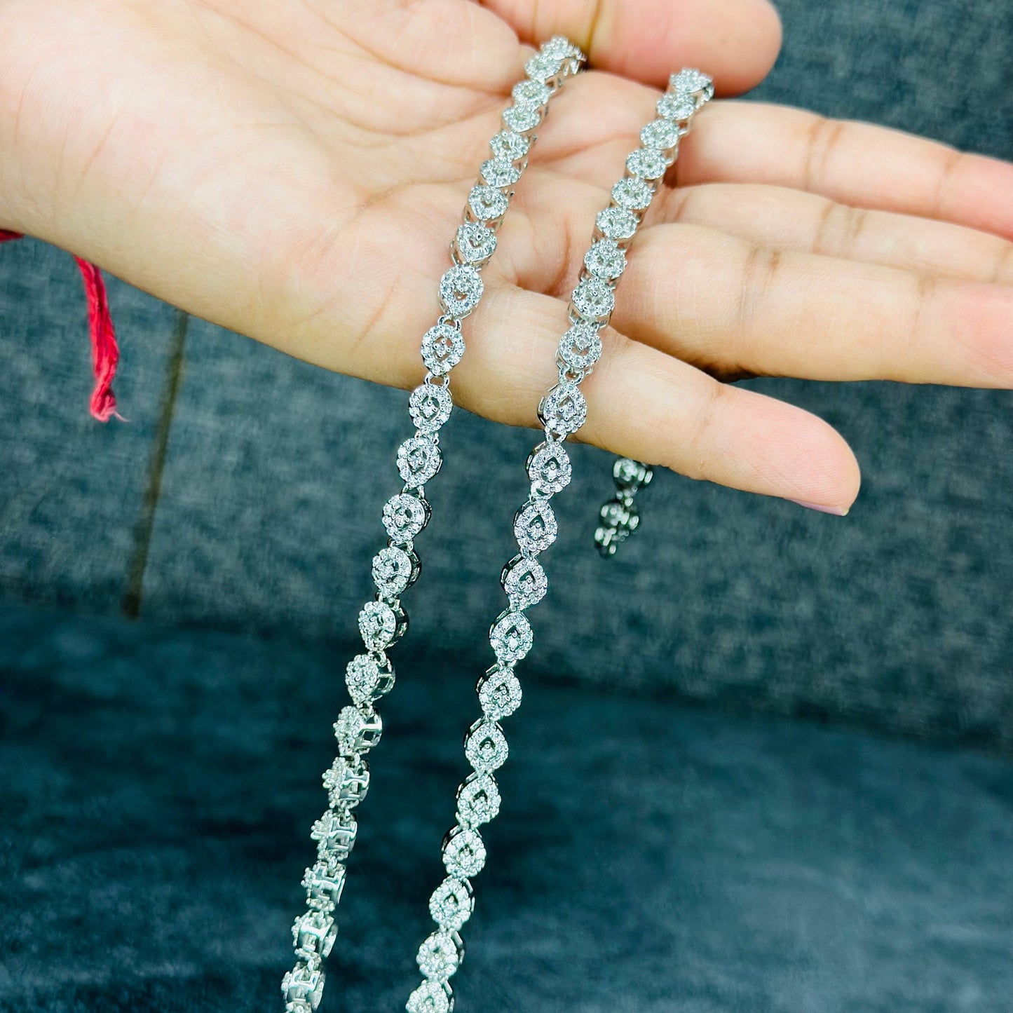 925 Silver Zircon Tennis Style Anklet