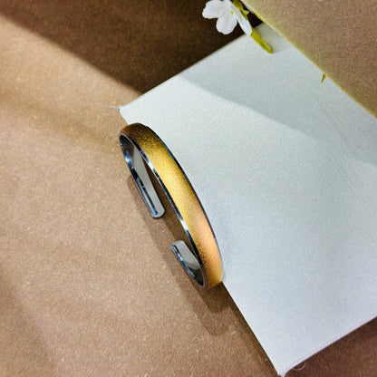 Silver Two-Tone Gold Matte Open Kada