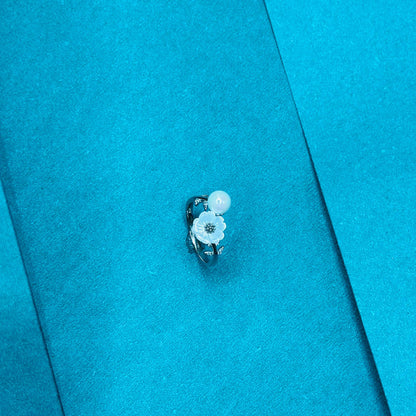 925 Silver Pearl & Floral Ring