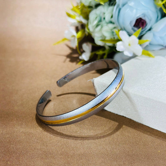 Silver Two-Tone Open Kada