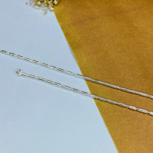 Sterling Silver Cylinder Link Anklet