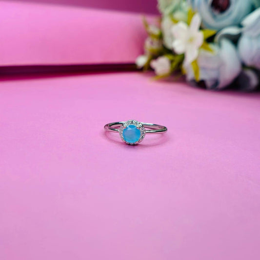925 Sterling Silver Blue Halo Ring